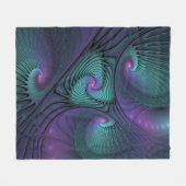 Paars ontmoet Turquoise moderne abstracte Fractal Fleece Deken (Voorkant (Horizontaal))