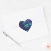 Paars ontmoet Turquoise moderne abstracte Fractal Hart Sticker (Envelop)