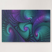 Paars ontmoet Turquoise moderne abstracte Fractal Legpuzzel (Horizontaal)