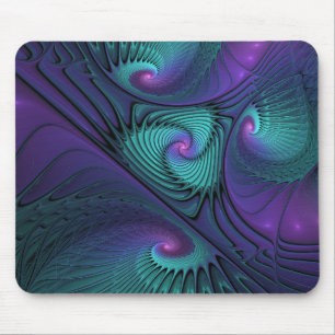 Paars ontmoet Turquoise moderne abstracte Fractal Muismat