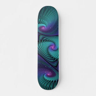 Paars ontmoet Turquoise moderne abstracte Fractal Persoonlijk Skateboard