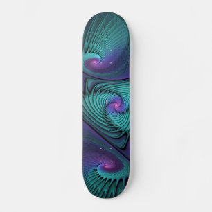 Paars ontmoet Turquoise moderne abstracte Fractal Persoonlijk Skateboard