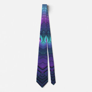 Paars ontmoet Turquoise moderne abstracte Fractal Stropdas