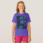 Paars ontmoet Turquoise moderne abstracte Fractal  T-shirt (Voorkant volledig)