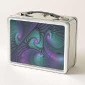 Paars ontmoet Turquoise moderne abstracte Fractale (Achterkant)