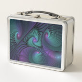 Paars ontmoet Turquoise moderne abstracte Fractale (Voorkant)