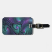 Paars Ontmoet Turquoise Moderne Abstracte Fractale Bagagelabel (Voorkant horizontaal)