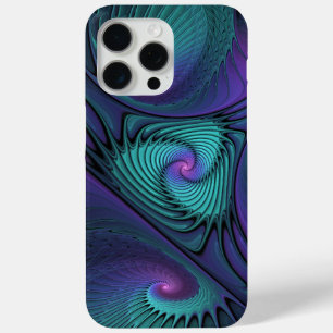 Paars Ontmoet Turquoise Moderne Abstracte Fractale iPhone 15 Pro Max Hoesje