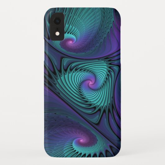 Paars ontmoet Turquoise moderne abstracte Fractale Case-Mate iPhone Case (Achterkant)