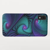 Paars ontmoet Turquoise moderne abstracte Fractale Case-Mate iPhone Case (Achterkant (horizontaal))