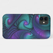 Paars Ontmoet Turquoise Moderne Abstracte Fractale Case-Mate iPhone Case (Achterkant (horizontaal))