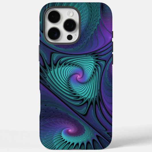 Paars ontmoet Turquoise moderne abstracte Fractale Case-Mate iPhone Case (Achterkant)