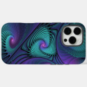 Paars ontmoet Turquoise moderne abstracte Fractale Case-Mate iPhone Case (Achterkant (horizontaal))