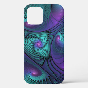 Paars Ontmoet Turquoise Moderne Abstracte Fractale Case-Mate iPhone Case
