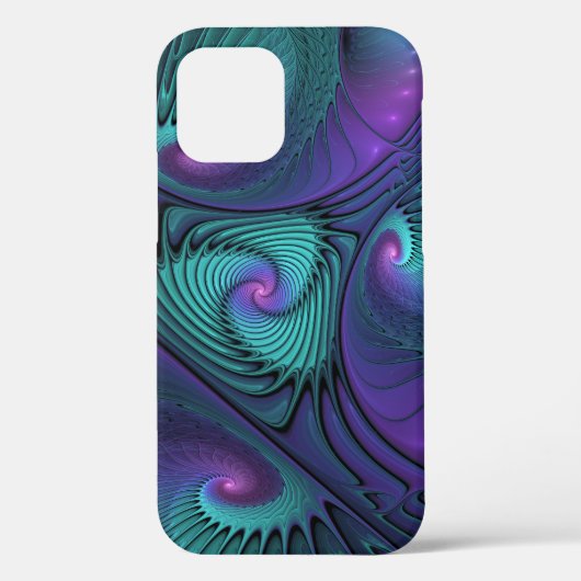 Paars Ontmoet Turquoise Moderne Abstracte Fractale Case-Mate iPhone Case (Achterkant)