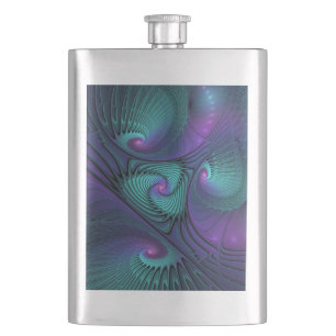 Paars Ontmoet Turquoise Moderne Abstracte Fractale Flacon