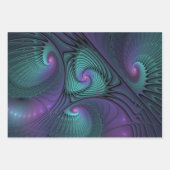 Paars ontmoet Turquoise moderne abstracte Fractale Inpakpapier Vel (Voorkant 3)