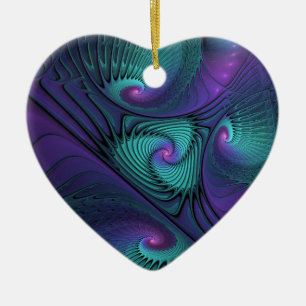 Paars Ontmoet Turquoise Moderne Abstracte Fractale Keramisch Ornament