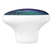Paars ontmoet Turquoise moderne abstracte Fractale Keramische Knop (Zijkant)