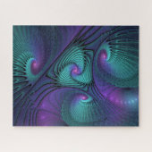 Paars ontmoet Turquoise moderne abstracte Fractale Legpuzzel (Horizontaal)