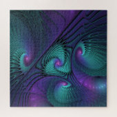 Paars ontmoet Turquoise moderne abstracte Fractale Legpuzzel (Horizontaal)