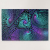 Paars ontmoet Turquoise moderne abstracte Fractale Legpuzzel (Horizontaal)