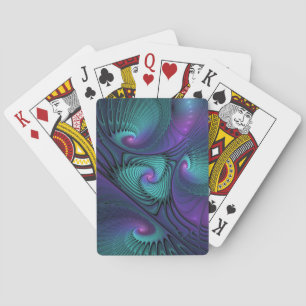 Paars Ontmoet Turquoise Moderne Abstracte Fractale Pokerkaarten