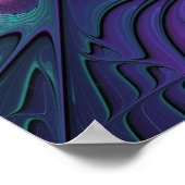 Paars ontmoet Turquoise moderne abstracte Fractale Poster (Hoek)