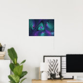 Paars ontmoet Turquoise moderne abstracte Fractale Poster (Thuiskantoor)
