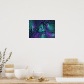 Paars ontmoet Turquoise moderne abstracte Fractale Poster (Keuken)