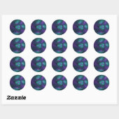 Paars ontmoet Turquoise moderne abstracte Fractale Ronde Sticker (Vel)