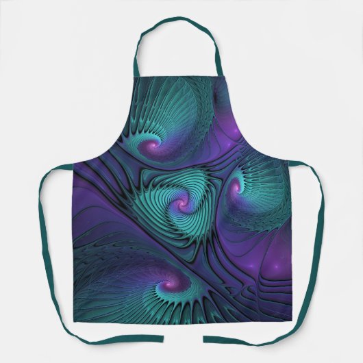 Paars Ontmoet Turquoise Moderne Abstracte Fractale Schort (Voorkant)