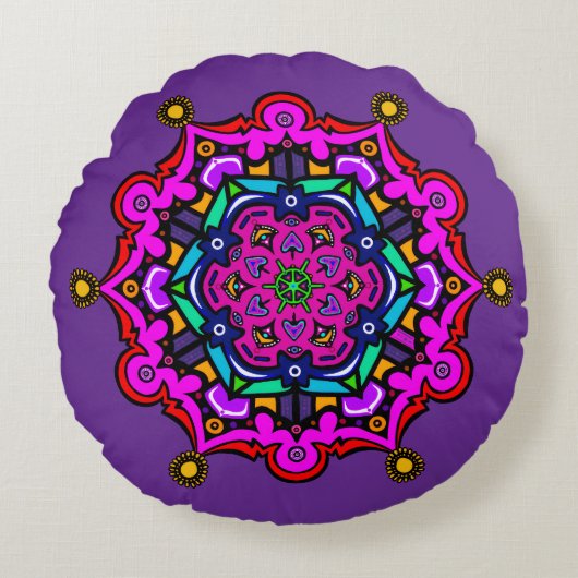 Paars ontwerp rond kussen (Voorkant)