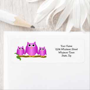 Paars Ontwerp Uil Retouradres Etiket