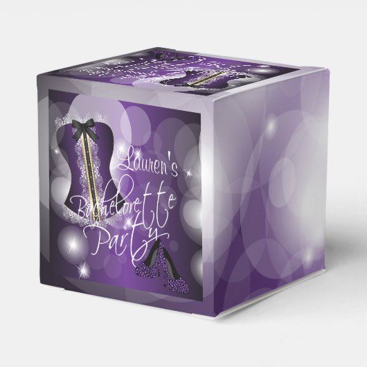 Paars ontwerp van Bachelorette Party Bedankdoosjes (Achterkant)