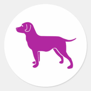 Paars ontwerp van de hond ronde sticker
