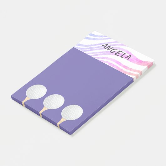 paars ontwerp van golfbal voor golfers post-it® notes (Schuin)