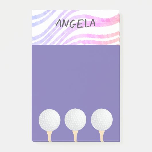 paars ontwerp van golfbal voor golfers post-it® notes (Voorkant)