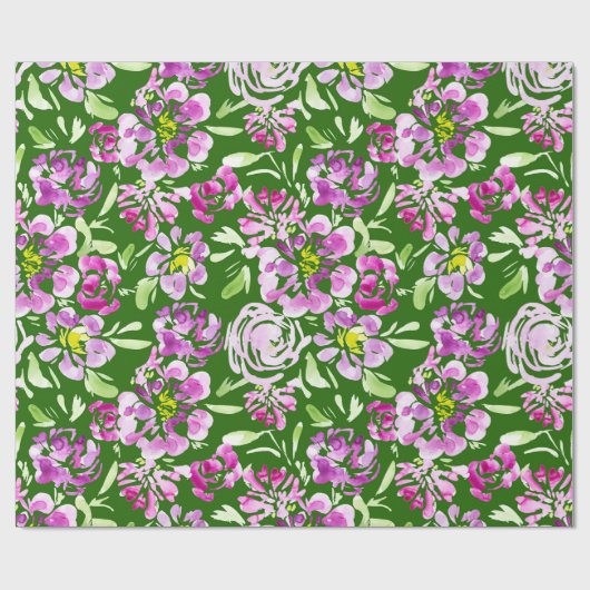 Paars ontwerp voor waterverf-bloemen cadeaupapier (Vlak)