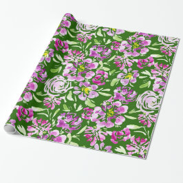 Paars ontwerp voor waterverf-bloemen cadeaupapier