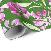 Paars ontwerp voor waterverf-bloemen cadeaupapier (Rol Hoek)