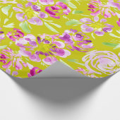 Paars ontwerp voor waterverf-bloemen cadeaupapier (Hoek)