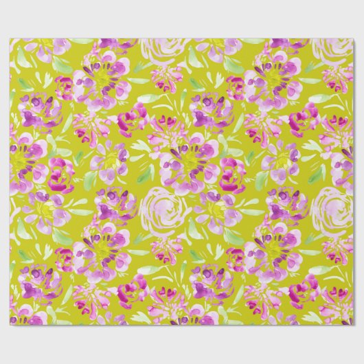 Paars ontwerp voor waterverf-bloemen cadeaupapier (Vlak)