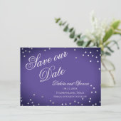 Paars onze datum opslaan | Chic Violet Silver Conf Save The Date (Staand voorkant)