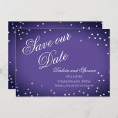 Paars onze datum opslaan | Chic Violet Silver Conf Save The Date (Voorkant / Achterkant)