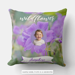 Paars Onze Kleine Wilde Bloem Aangepaste Kinderfot Kussen