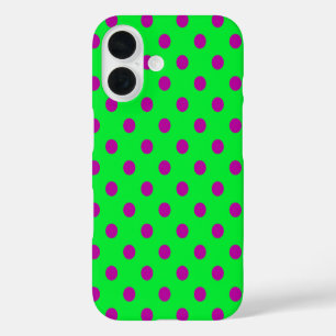 Paars op groene polka stippen patroonontwerp  iPhone 16 hoesje