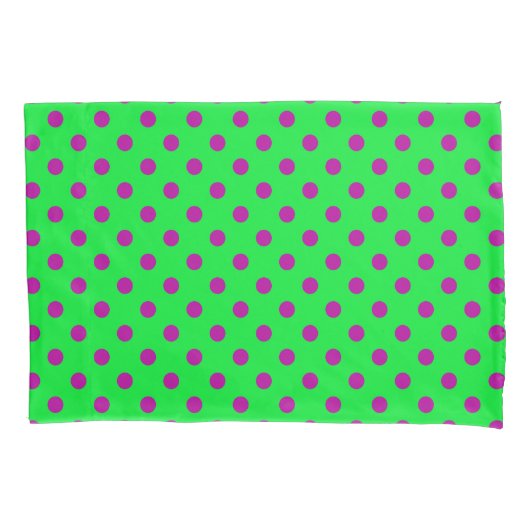 Paars op groene polka stippen patroonontwerp kussensloop (Voorkant)