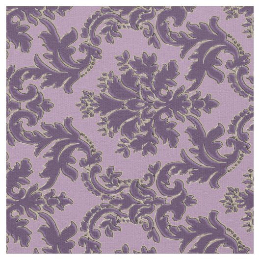Paars op lavender Damask Print Fabric Stof (Close Up)
