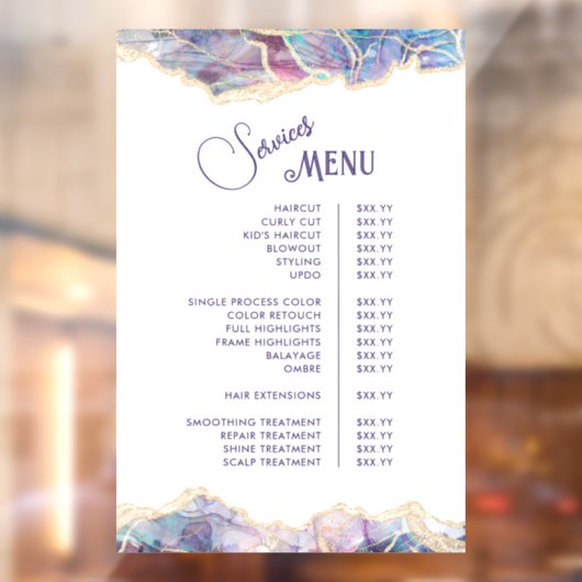 Paars Opal Design Services Menu Raamsticker (Vel 2)